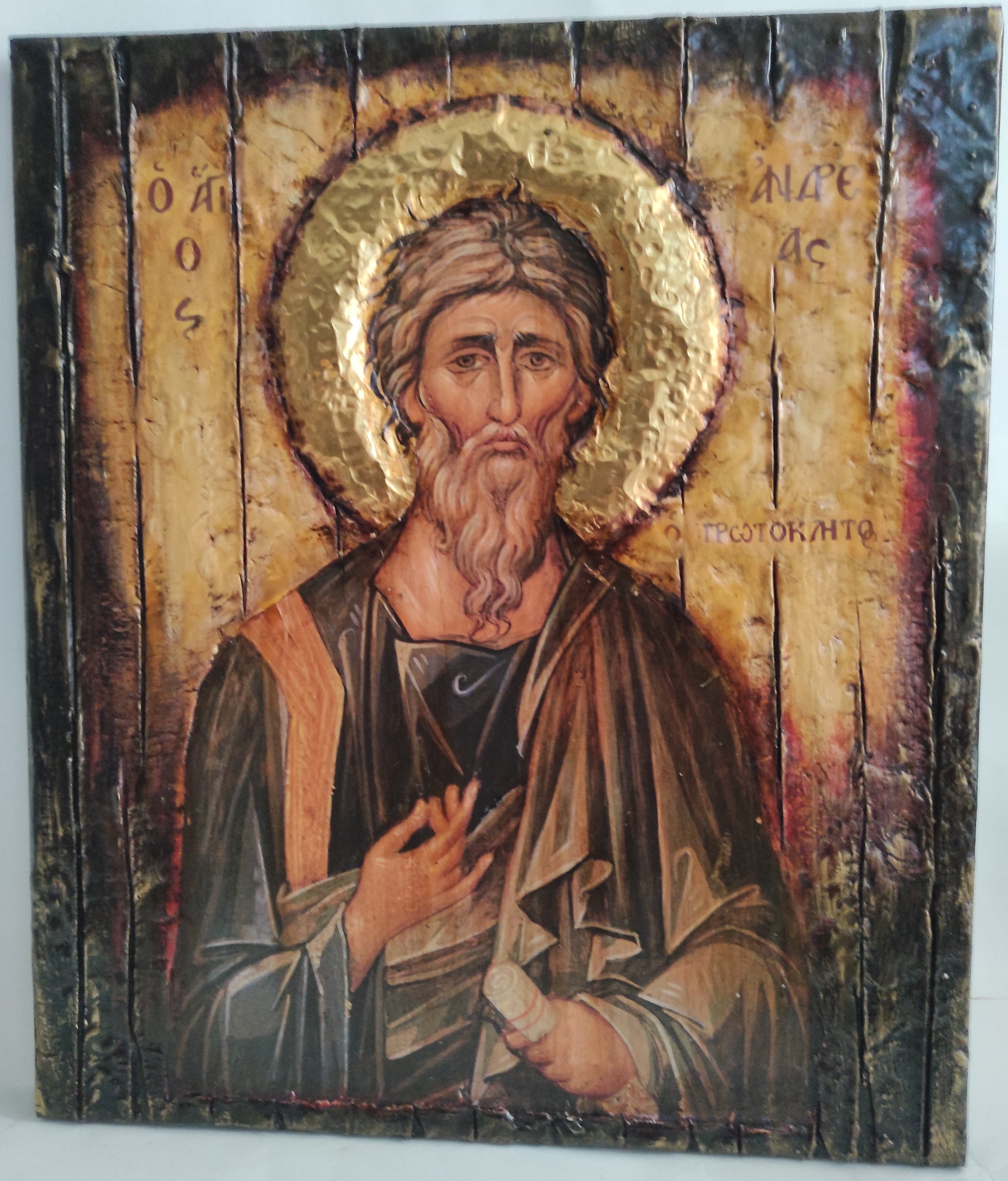 Saint Andrew the Apostle-Handmade Greek Byzantine Icon-Orthodox Icon Antique Wedding Gift