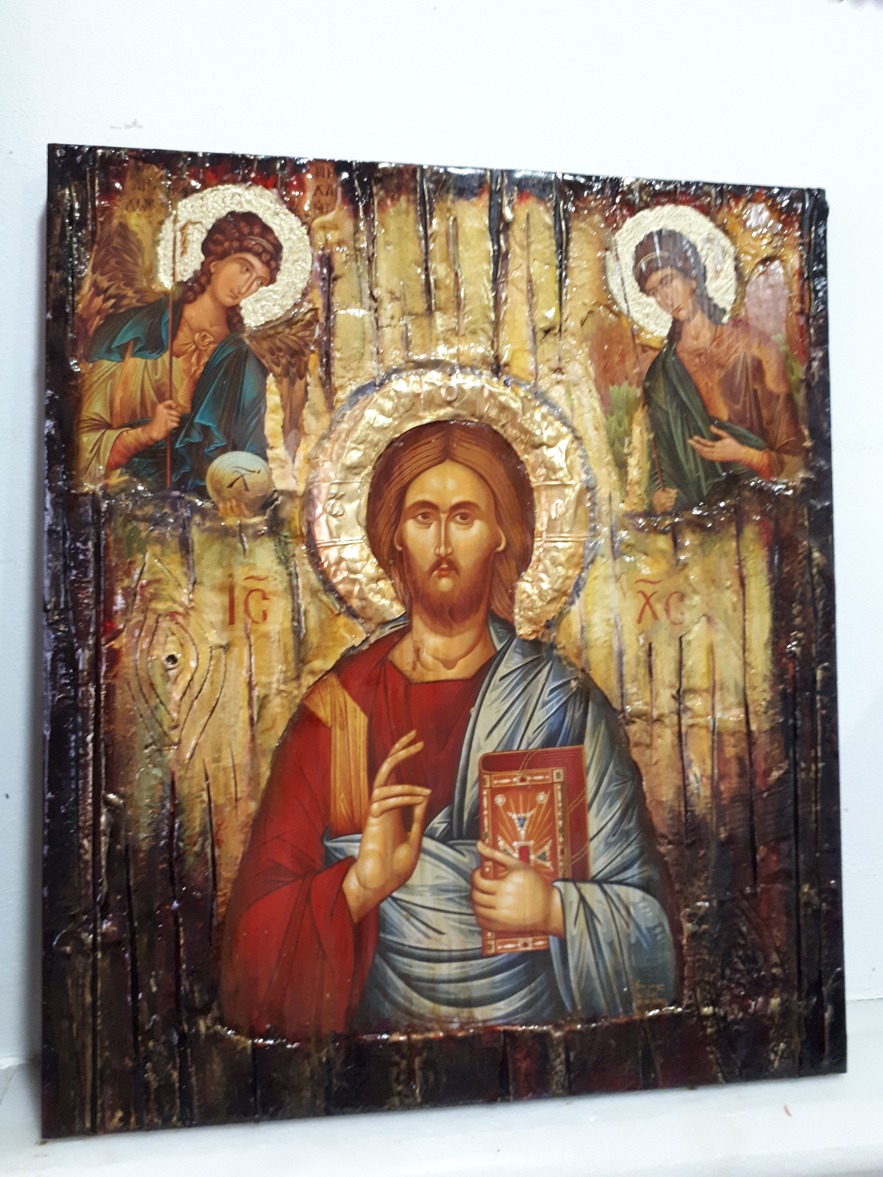 Jesus Christ PANTOCRATOR PANTOKRATOR Icon with Angels Michael Gabriel-Greek Icons - Vanas Collection