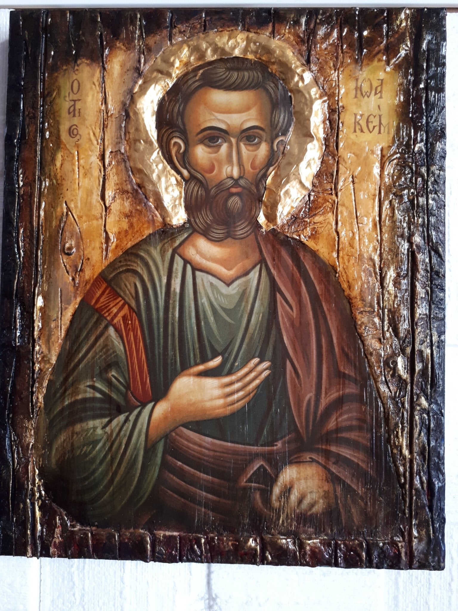 Saint St. Ioakeim Joachim Wooden Icon-Greek Christian Orthodox Catholic Icons - Vanas Collection