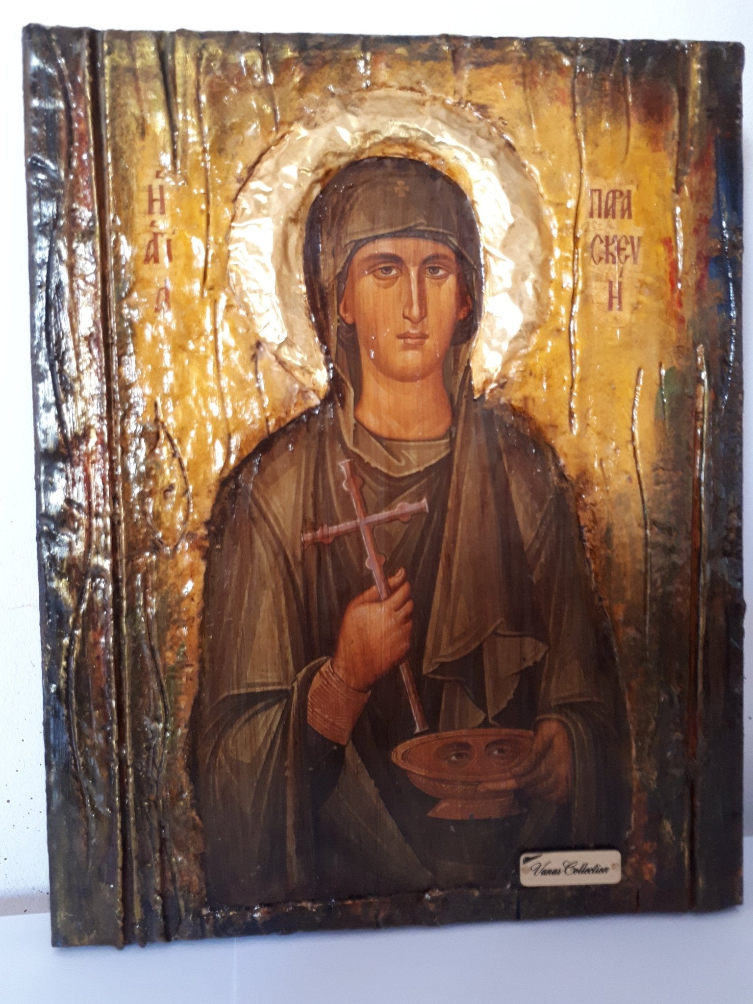 Saint St. Paraskevi Handmade Greek Byzantine Icons-Orthodox Icon Antique Style - Vanas Collection