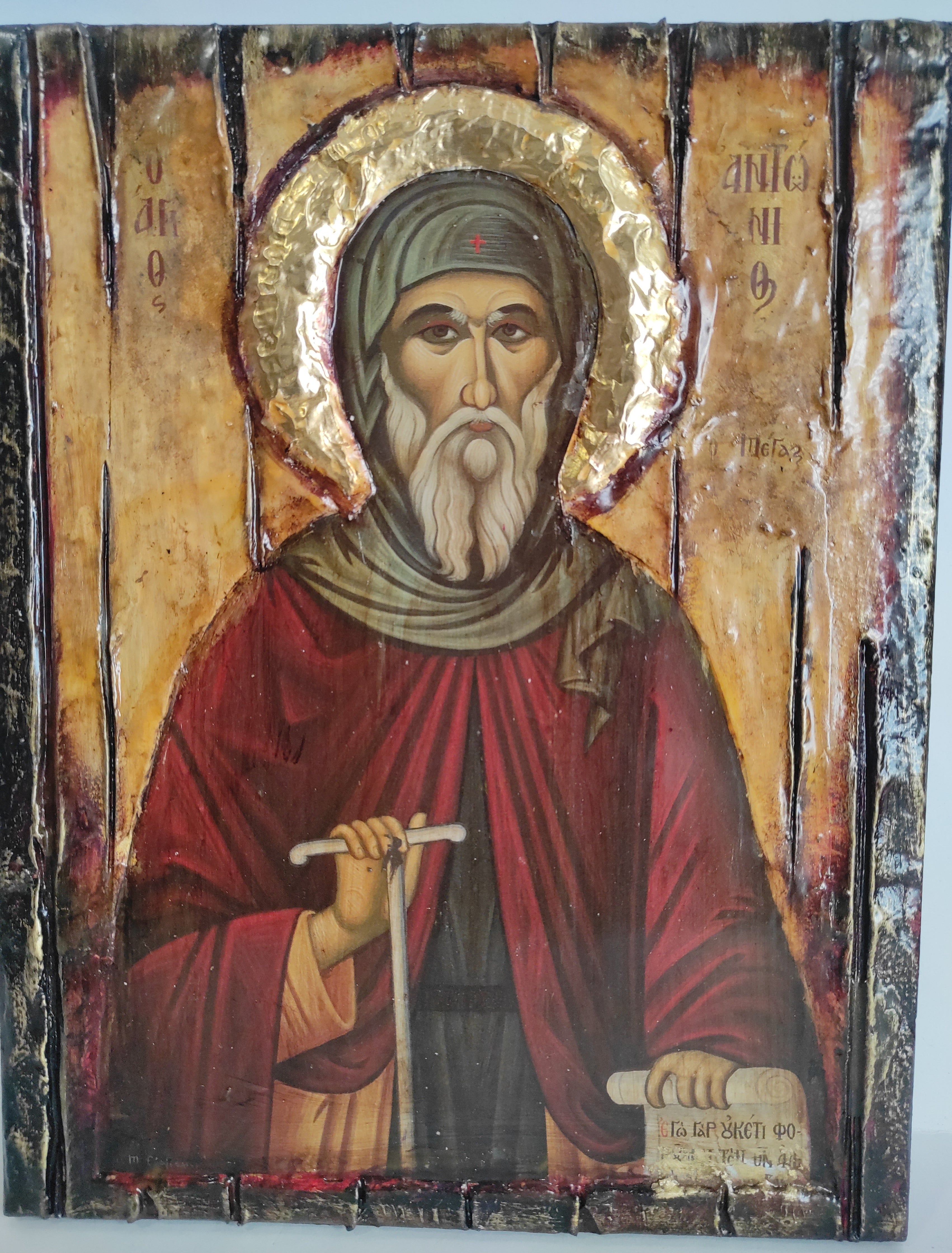 Icon of Saint Anthony Antonios Antony the Great Rare Christianity Greek Orthodox Icons