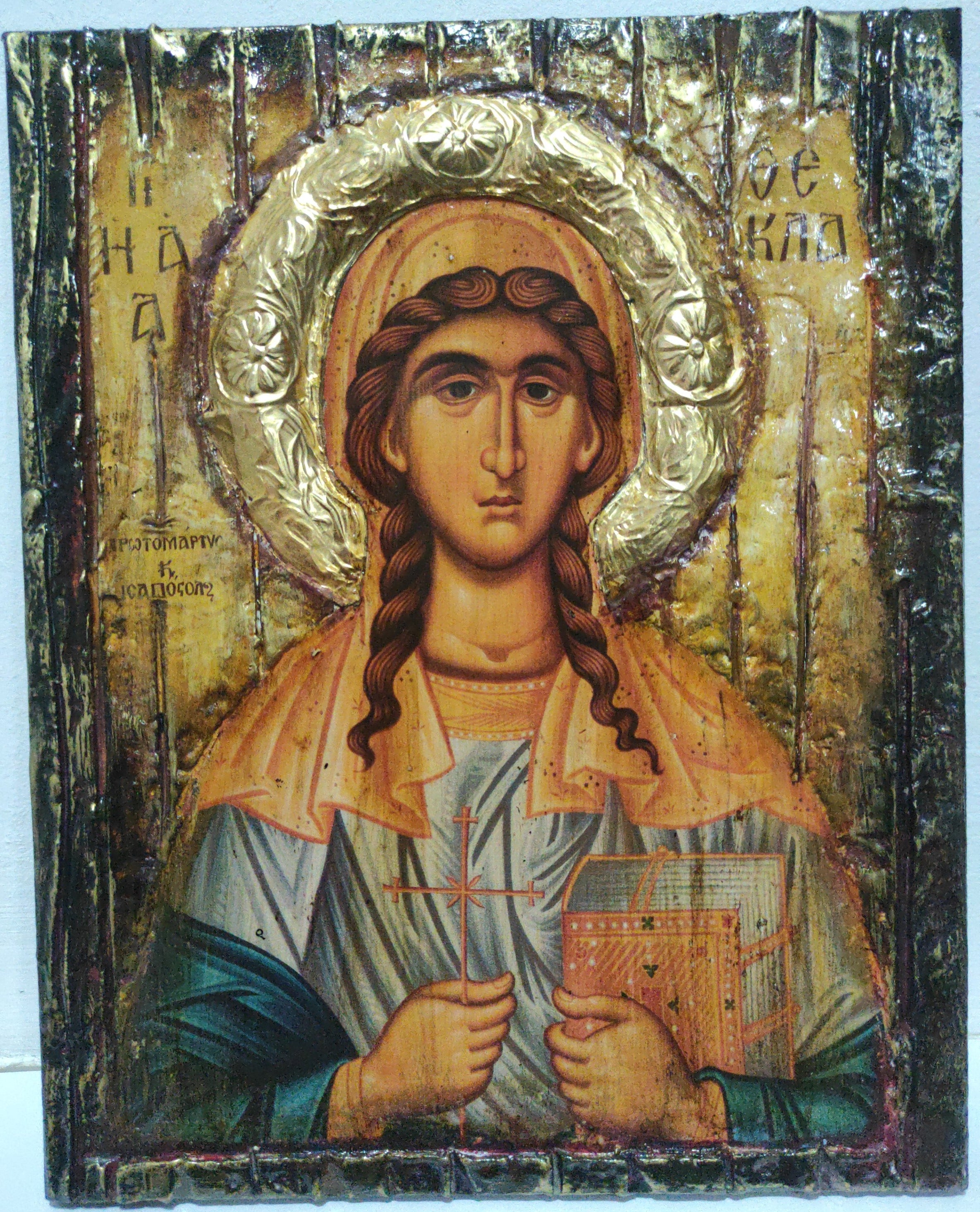 Saint Thecla Thekla Icon-Unique Handmade Orthodox Christian Byzantine Greek Made Icons