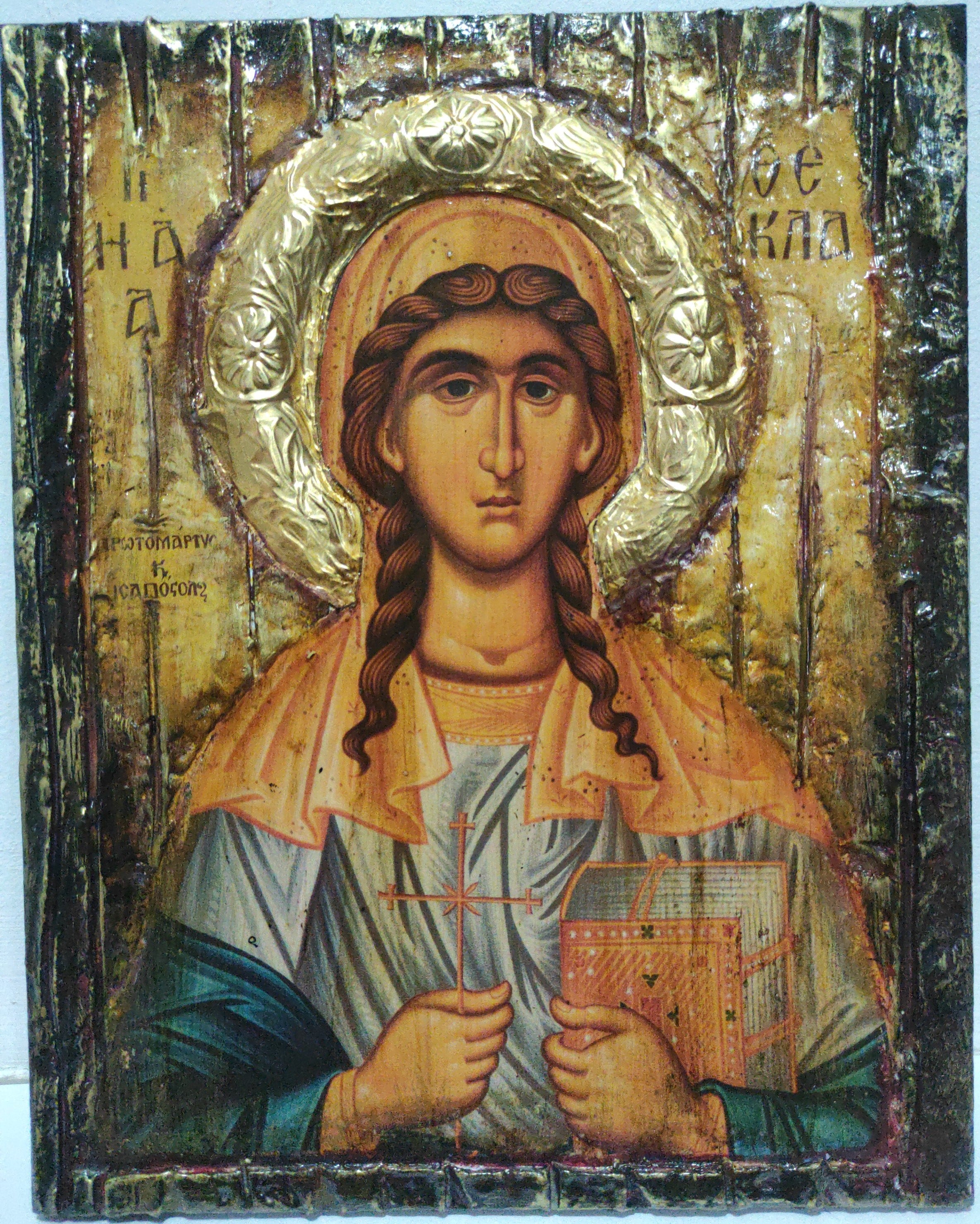 Saint Thecla Thekla Icon-Unique Handmade Orthodox Christian Byzantine Greek Made Icons