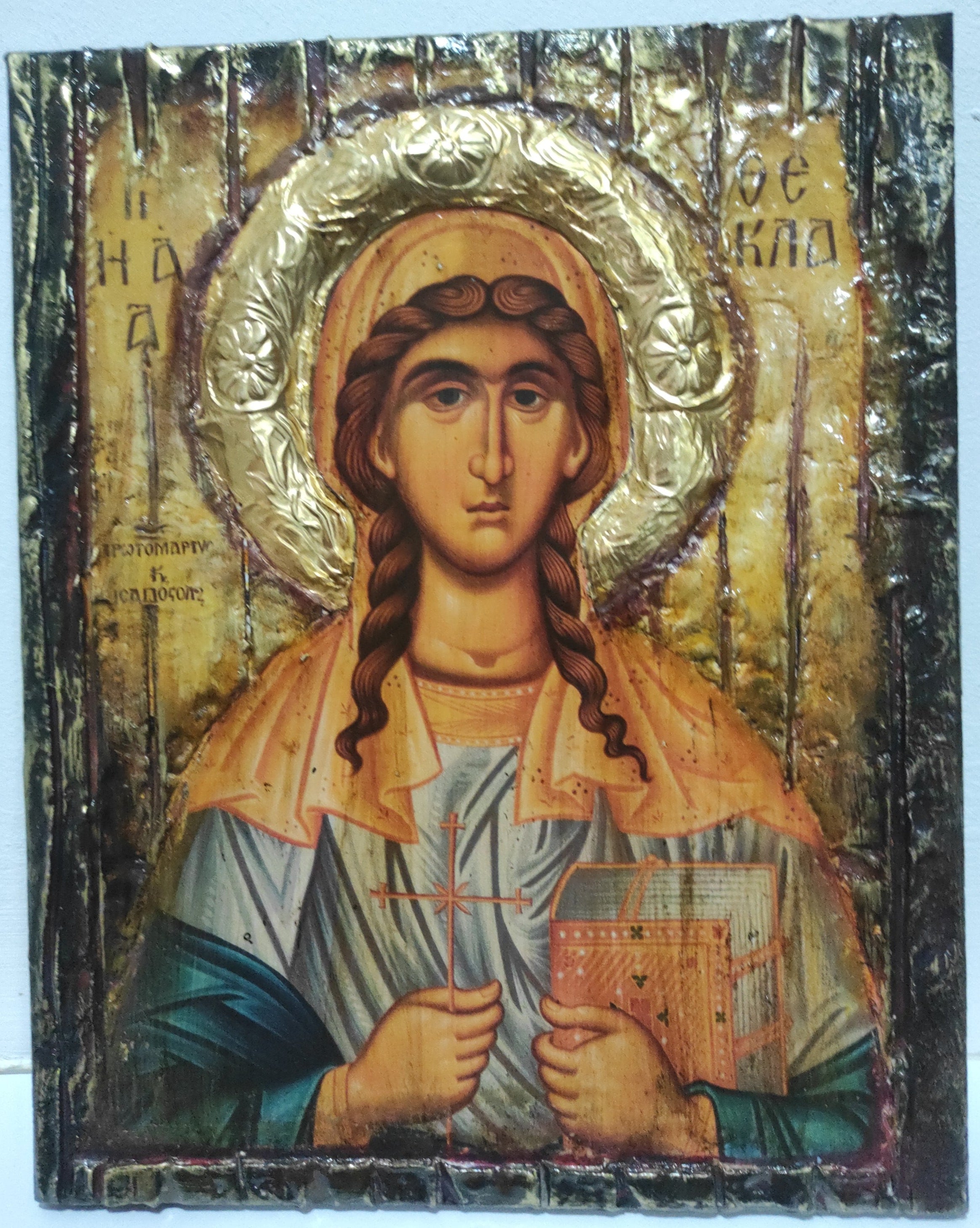 Saint Thecla Thekla Icon-Unique Handmade Orthodox Christian Byzantine Greek Made Icons