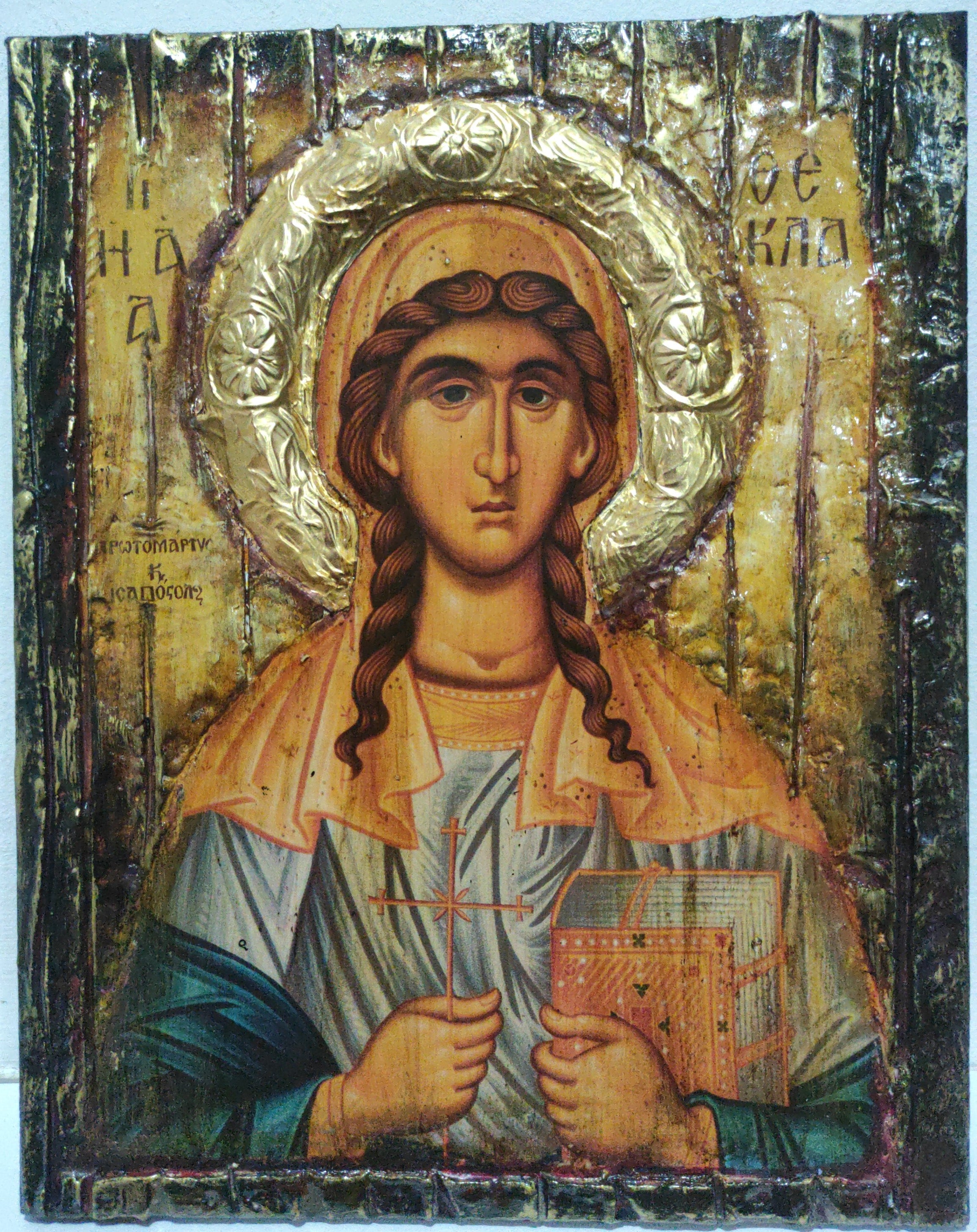 Saint Thecla Thekla Icon-Unique Handmade Orthodox Christian Byzantine Greek Made Icons