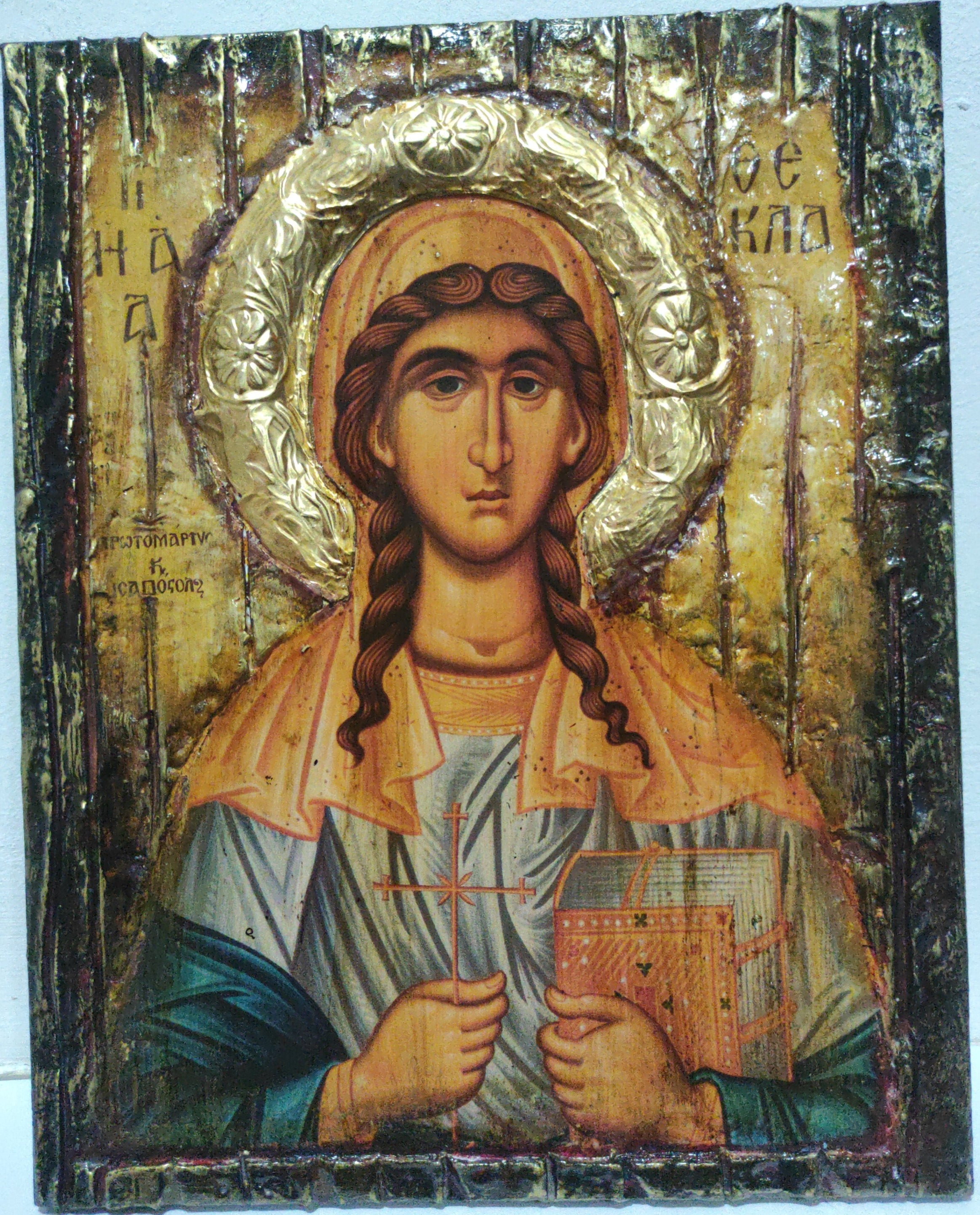 Saint Thecla Thekla Icon-Unique Handmade Orthodox Christian Byzantine Greek Made Icons