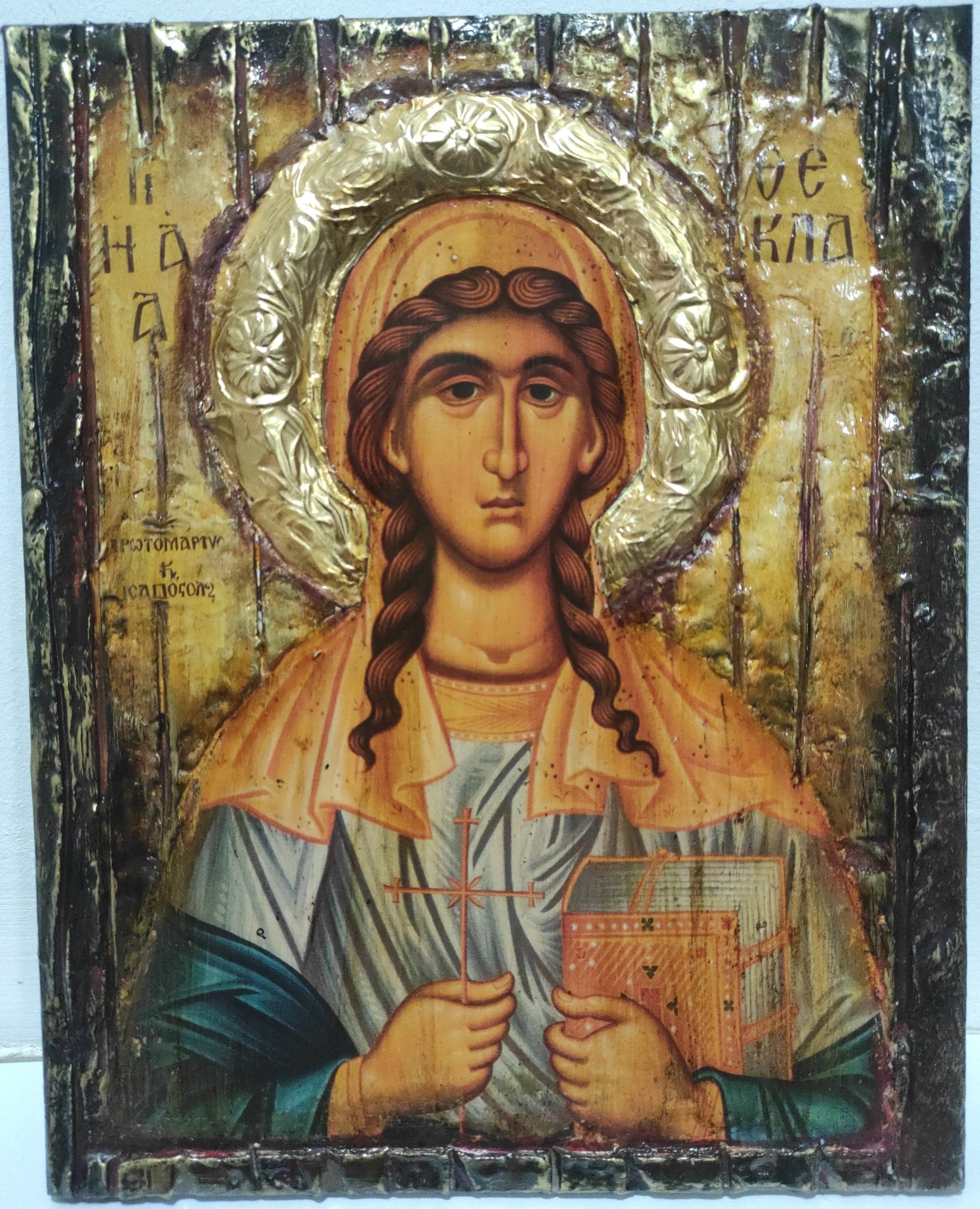 Saint Thecla Thekla Icon-Unique Handmade Orthodox Christian Byzantine Greek Made Icons