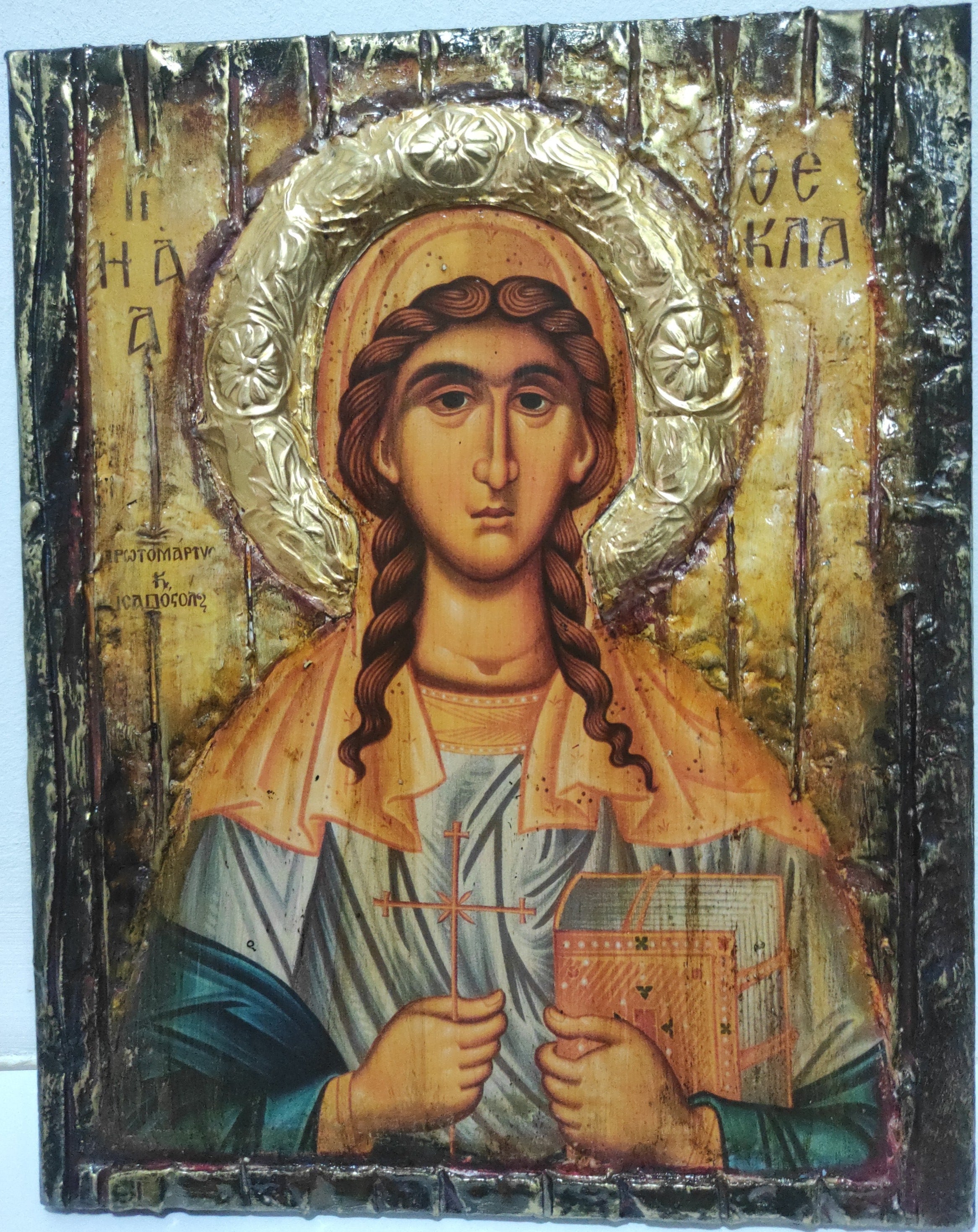 Saint Thecla Thekla Icon-Unique Handmade Orthodox Christian Byzantine Greek Made Icons