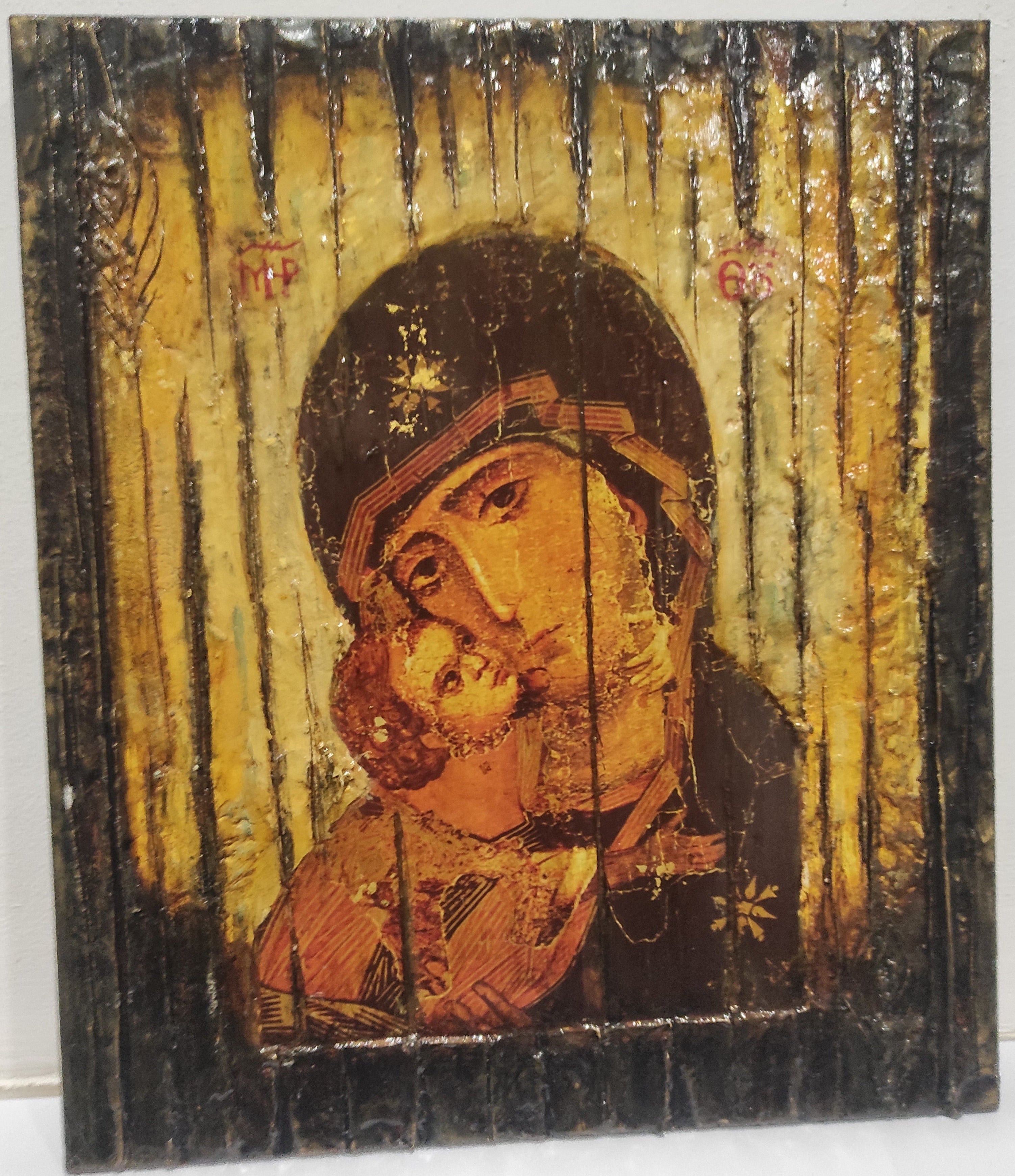 Holy Virgin Mary with Jesus Christ Icon-Panagia Greek Byzantine Icons