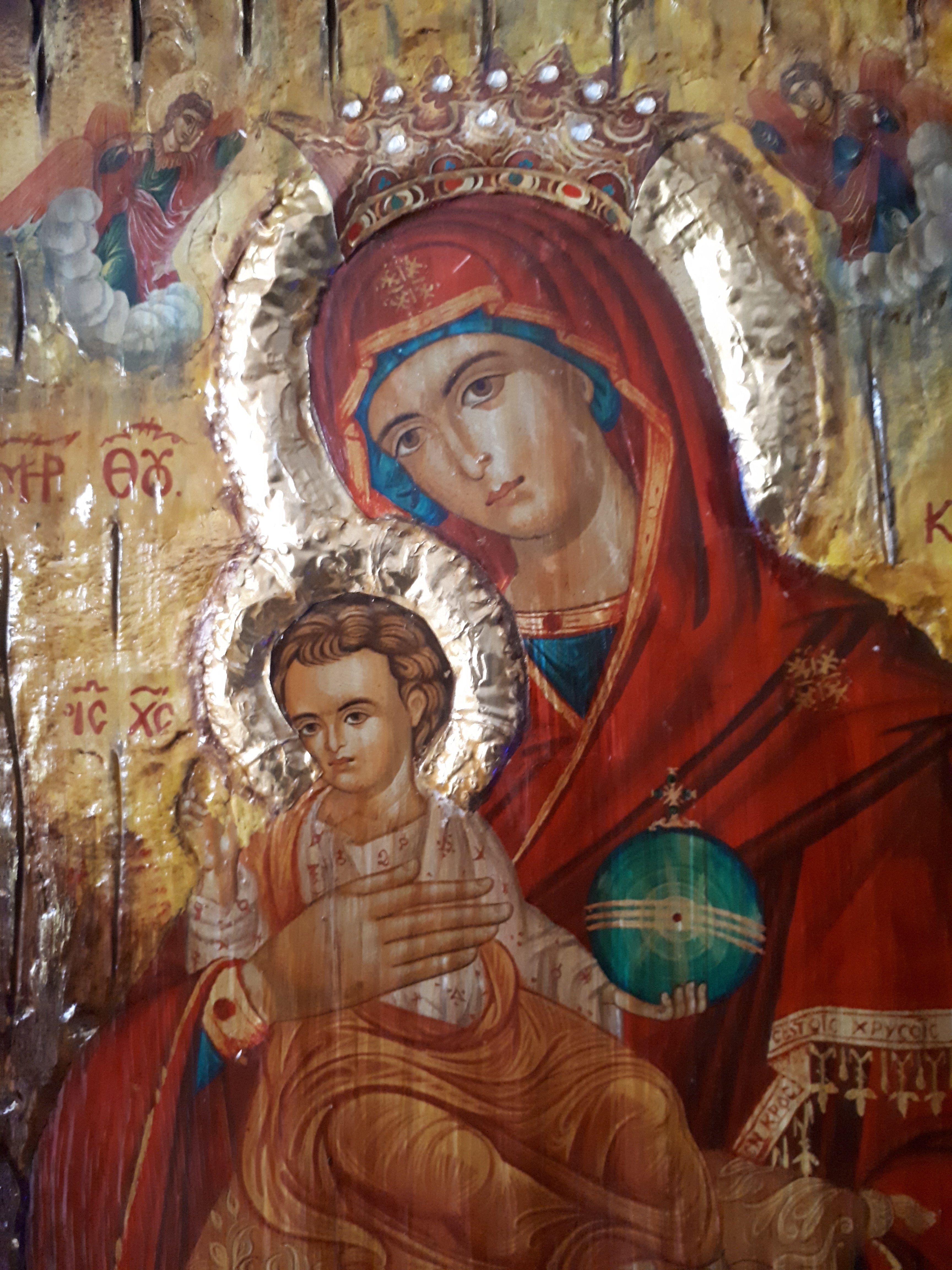 Virgin Mary Vrefokratousa-Jesus Christ Icon-Orthodox Byzantine Religious-Antique Style Famous Icons