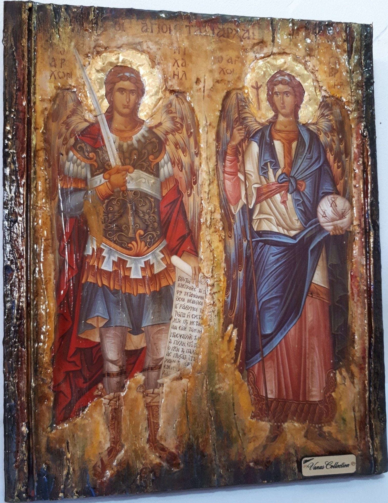 Archangels Michael Gabriel Icon-Greek Christian Orthodox Byzantine Icons - Vanas Collection