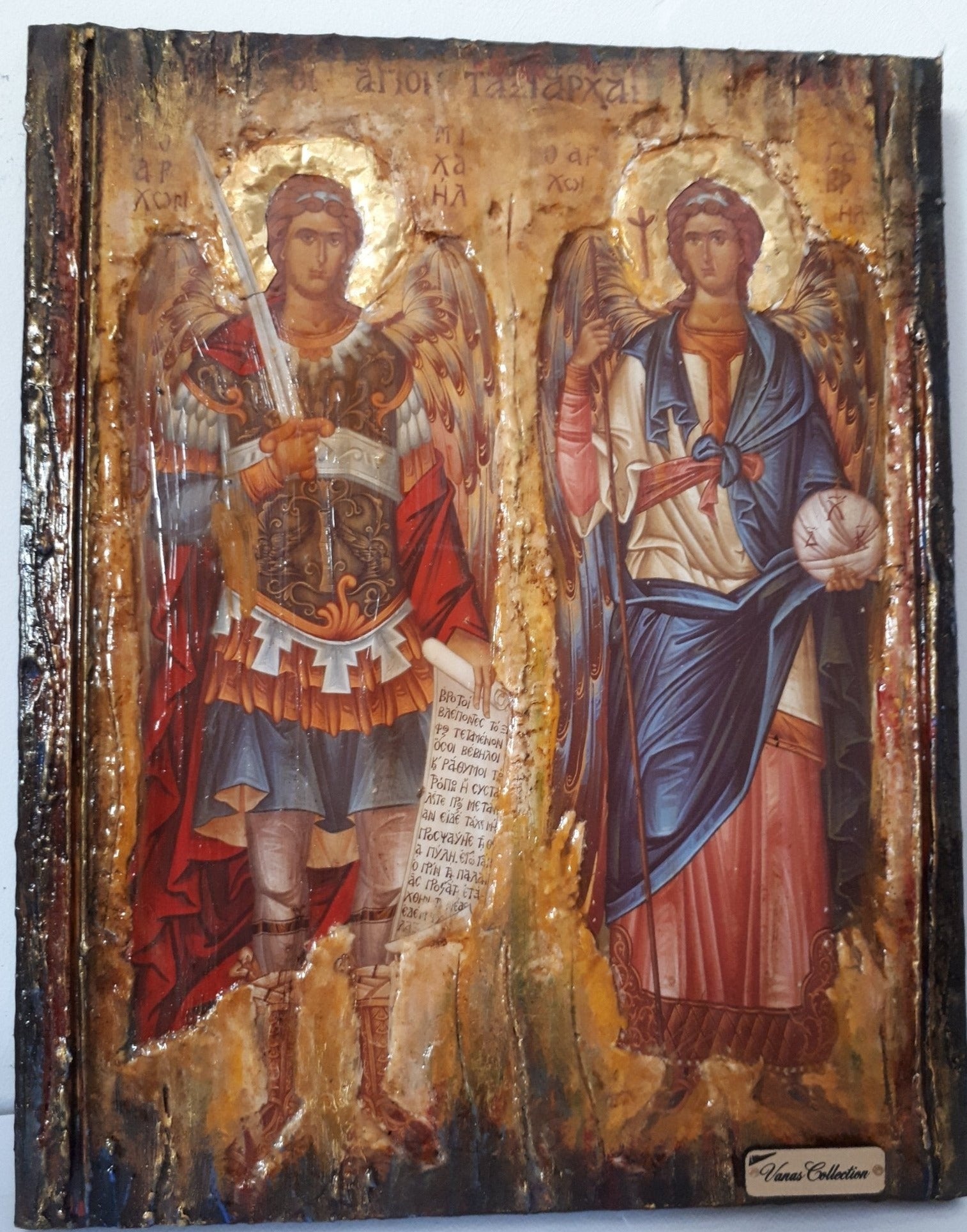 Archangels Michael Gabriel Icon-Greek Christian Orthodox Byzantine Icons - Vanas Collection