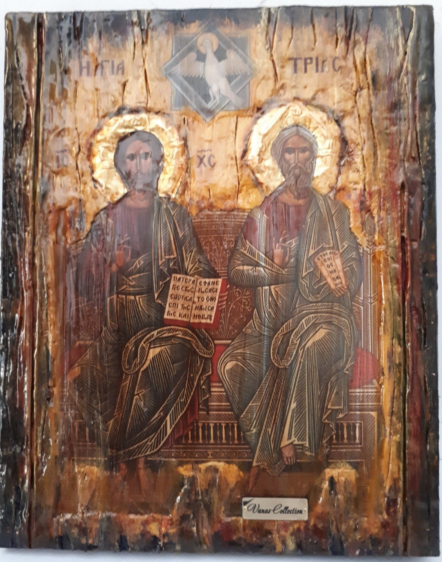 Holy Trinity, Agia Trias Icon-Greek Byzantine Handmade Icons 25X20X2 cm - Vanas Collection