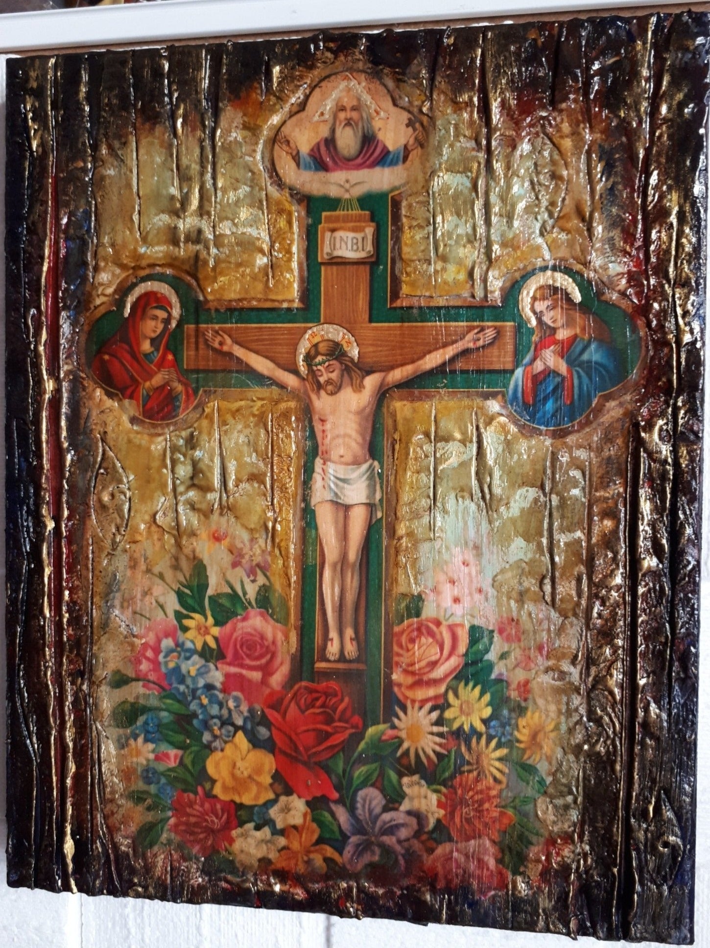 Jesus Christ on Crucifix Icon-Orthodox Handmade Antique Style Icons - Vanas Collection