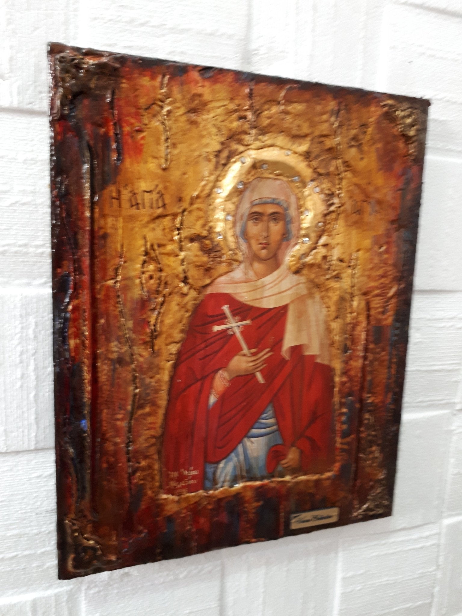 Saint St. Agni Icon - Orthodox Greek Russian Byzantine Wood Antique Style Icons - Vanas Collection