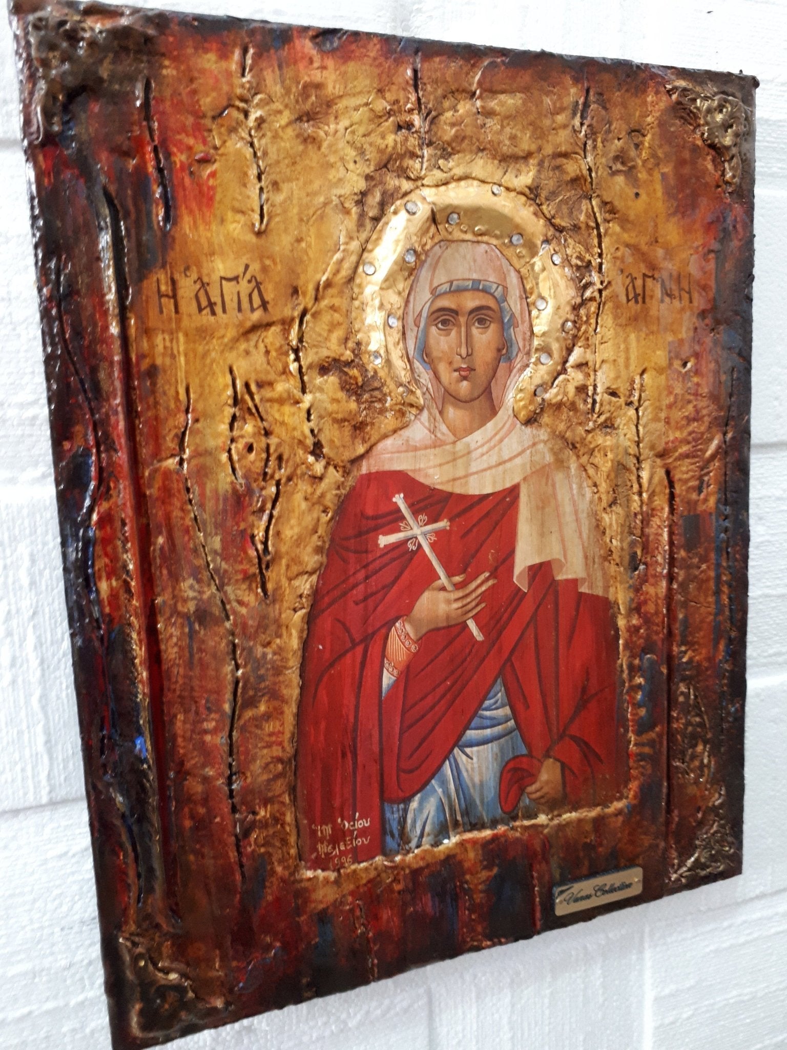 Saint St. Agni Icon - Orthodox Greek Russian Byzantine Wood Antique Style Icons - Vanas Collection