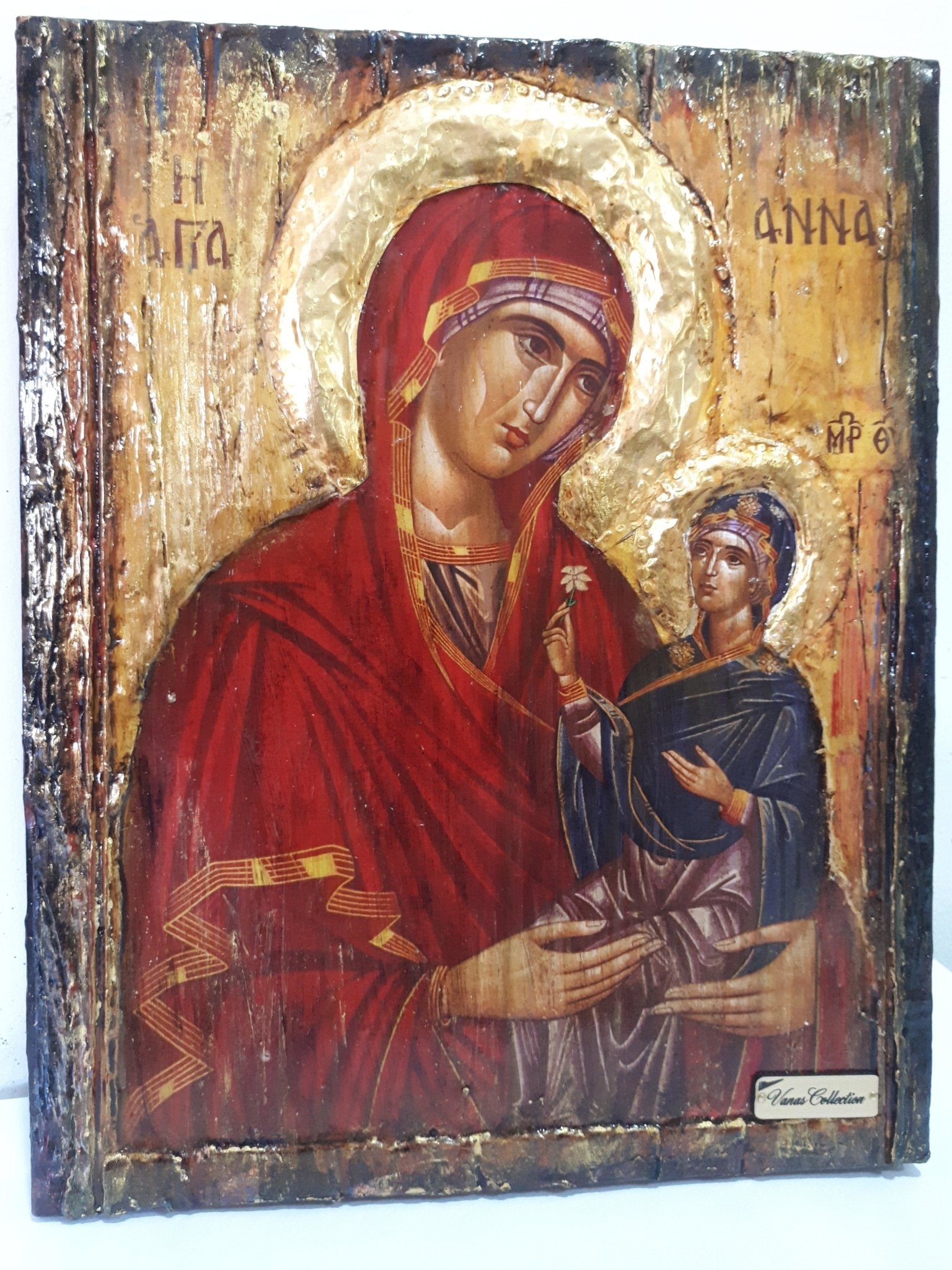 Saint St. Anna with Virgin of Jesus Christ-Greek Russian Orthodox Byzantine Icon - Vanas Collection
