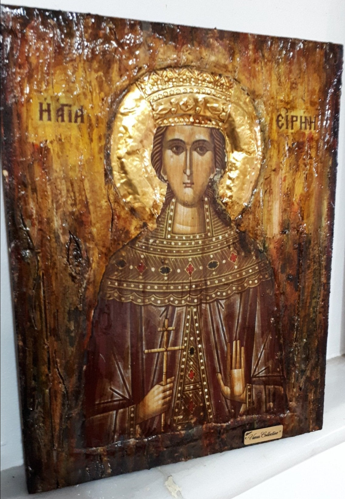 Saint St Irene Irina Santa Irene Greek Orthodox Icon Byzantine Religious Antique - Vanas Collection