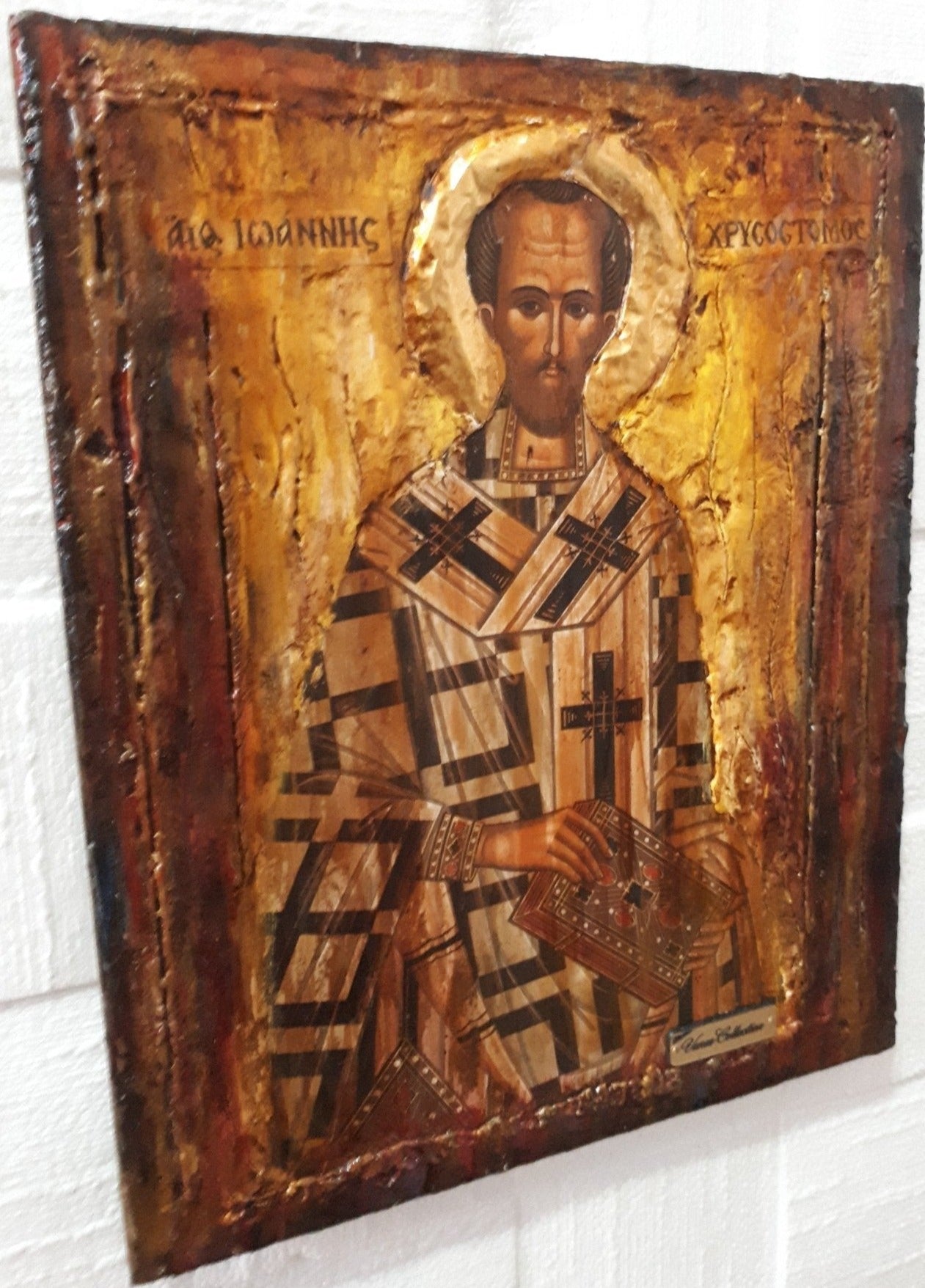 Saint St. John Chrysostom - Greek Russian Orthodox Byzantine Antique Style Icons - Vanas Collection