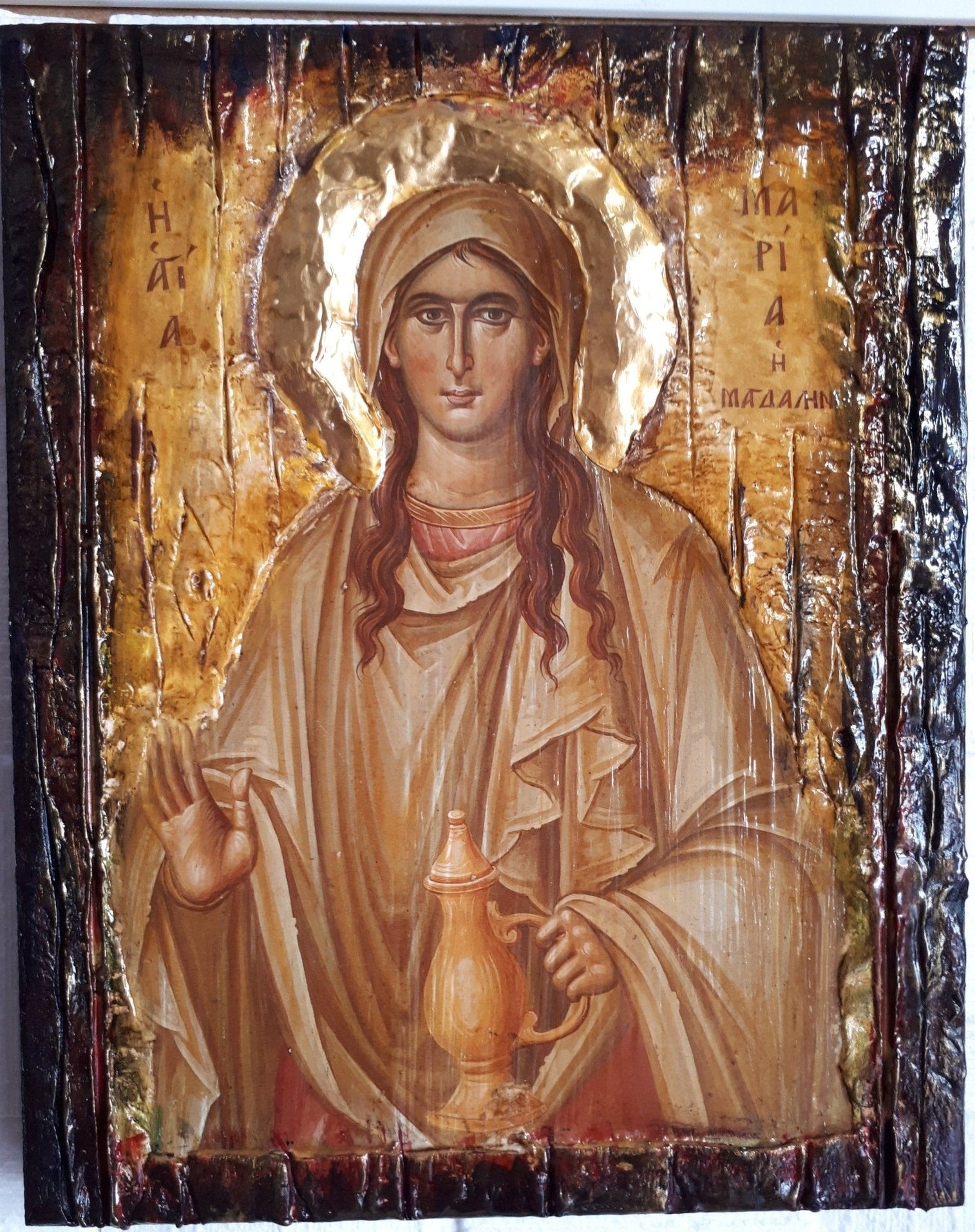 Saint St Maria Magdalini Icon on Wood-Greek Orthodox Russian Icons - Vanas Collection