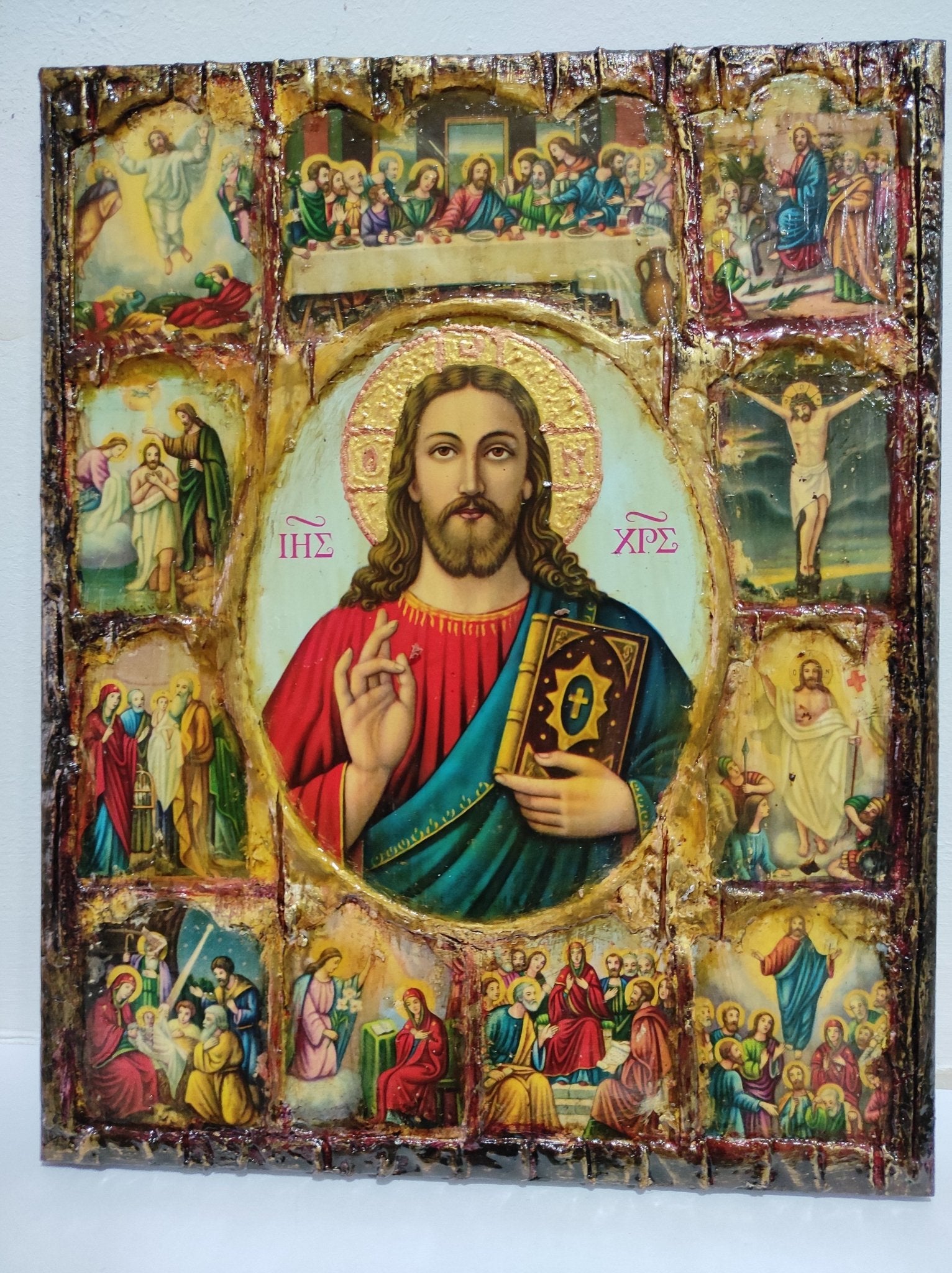 The Life of Jesus Christ Icon- Greek Russian Orthodox Russian Icons - Vanas Collection