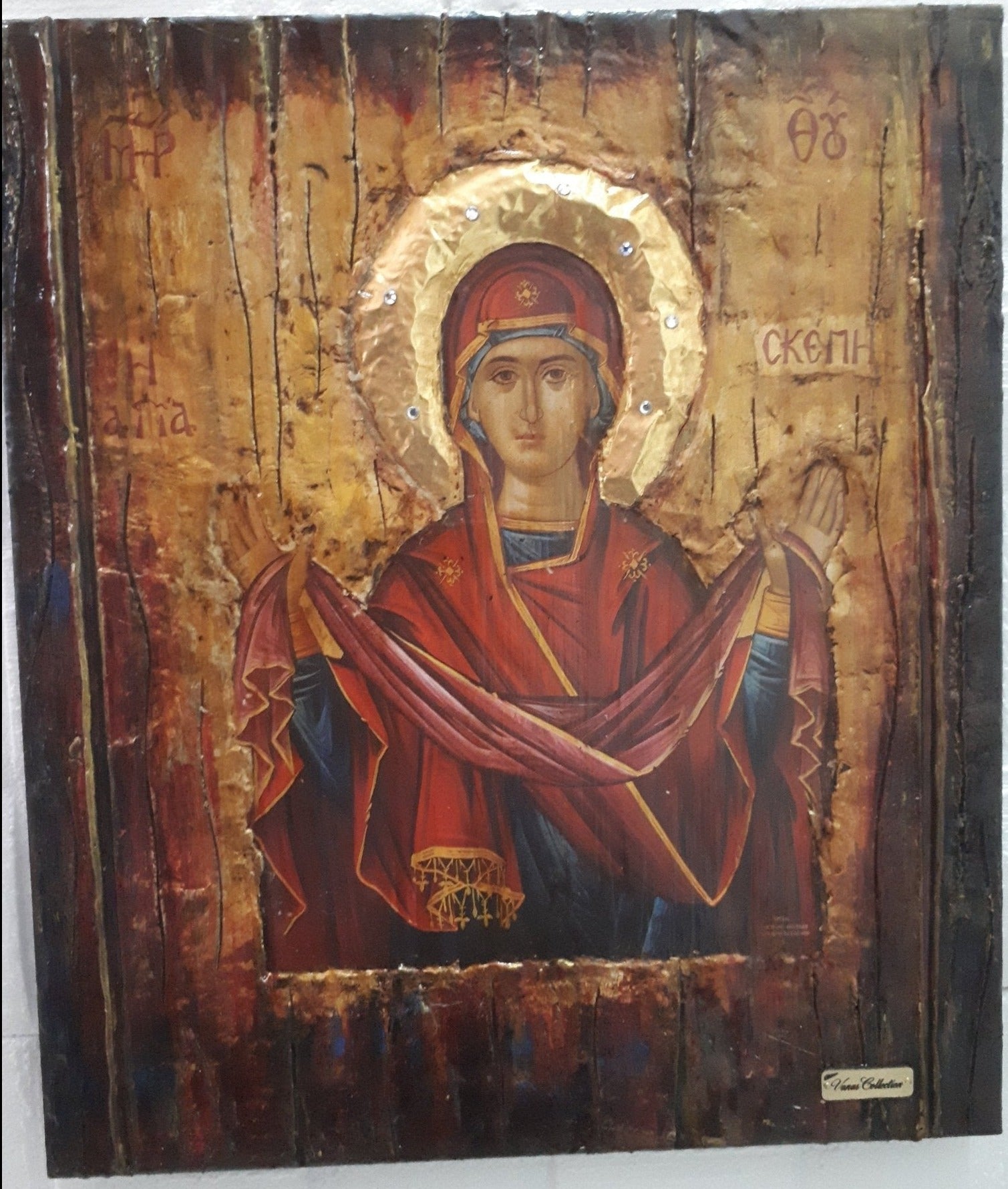 Virgin Mary Panagia Theoskepasti Greek Handmade Orthodox Byzantine Russian Icons - Vanas Collection