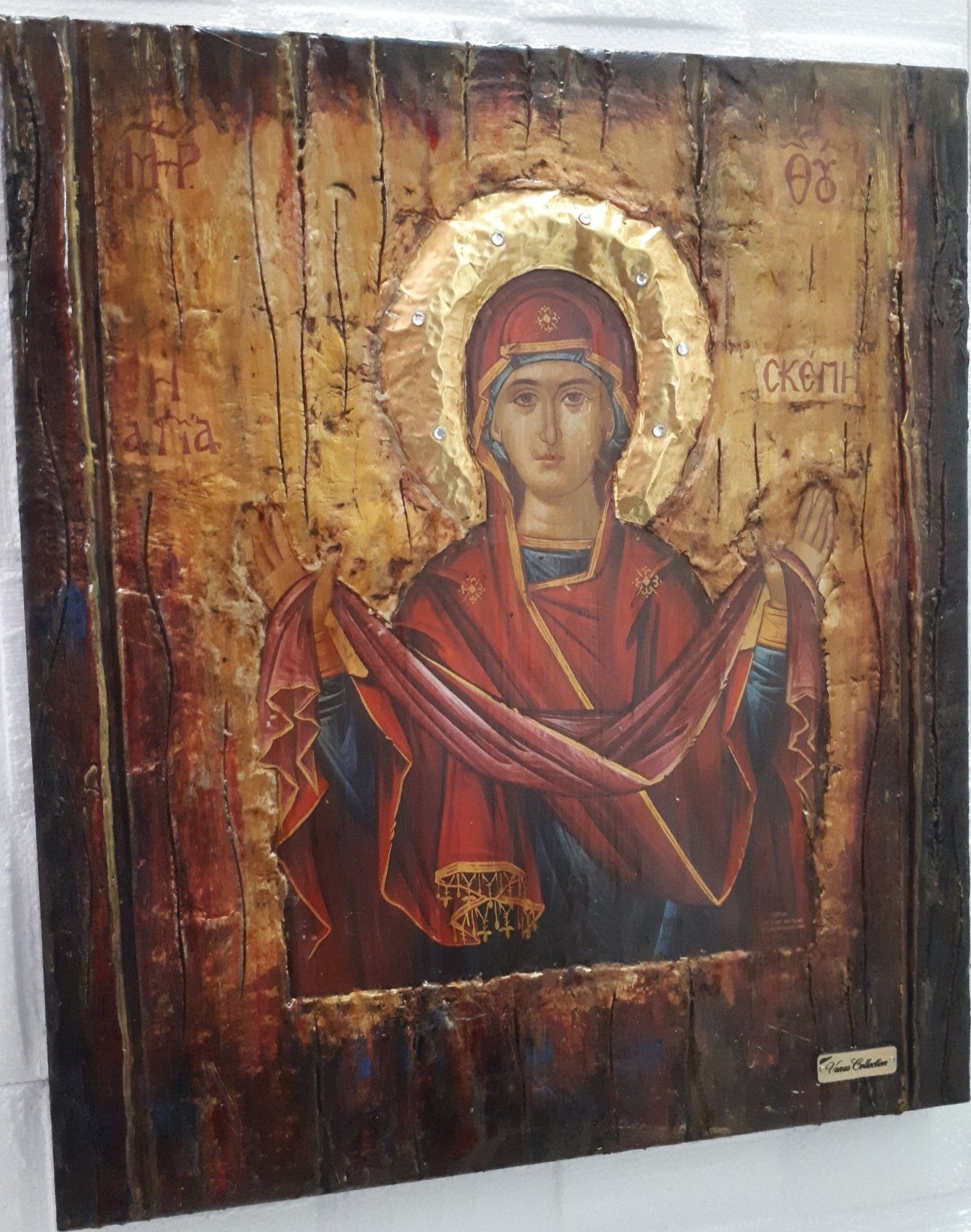Virgin Mary Panagia Theoskepasti Greek Handmade Orthodox Byzantine Russian Icons - Vanas Collection